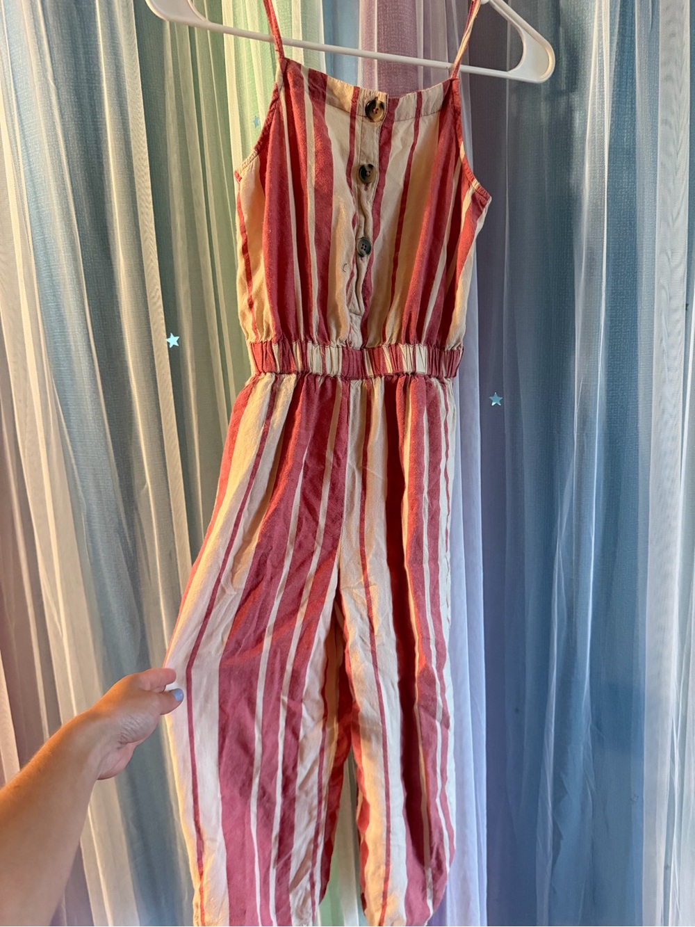 Treasure & Bond Coral Pink and Cream Striped Jumpsuit